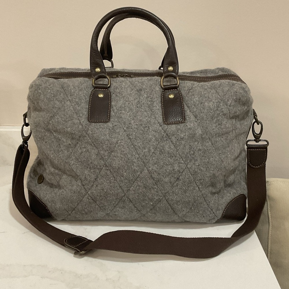 bonfanti  x J. Peterman Bag Wool & Leather Duffle Overnight Made In Italy Tote